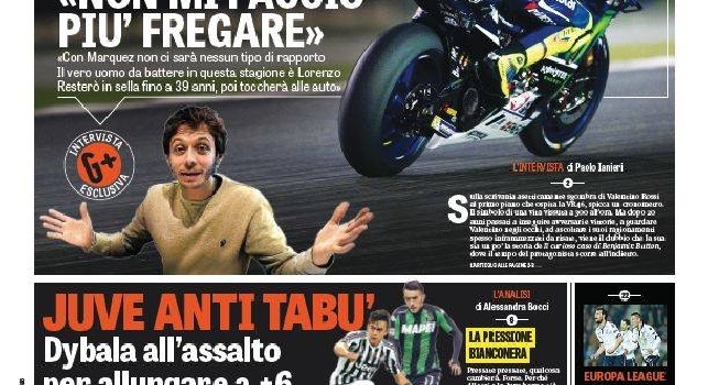 FOTO - Prima pagina Gazzetta: Juve anti tabù, Dybala all'assalto per allungare a +6