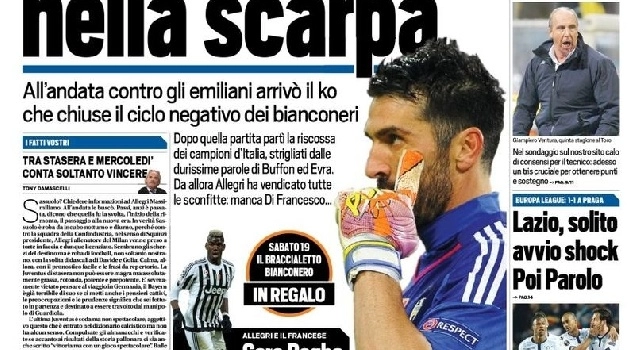 FOTO - Prima pagina Tuttosport: Il <i>Sassuolino</i> nella scarpa. La Juve cerca l'ultima vendetta