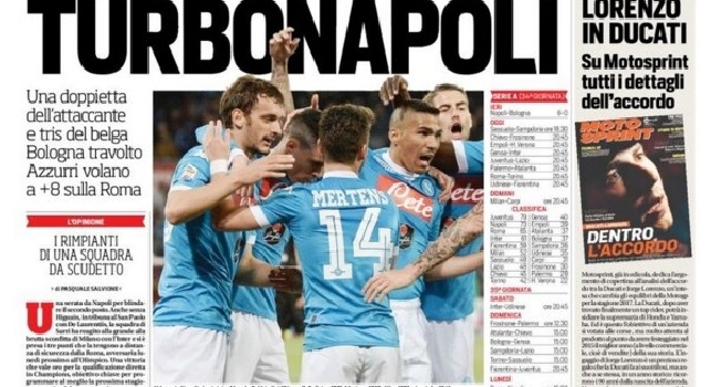 La prima pagina del 'Corriere dello Sport': TurboNapoli
