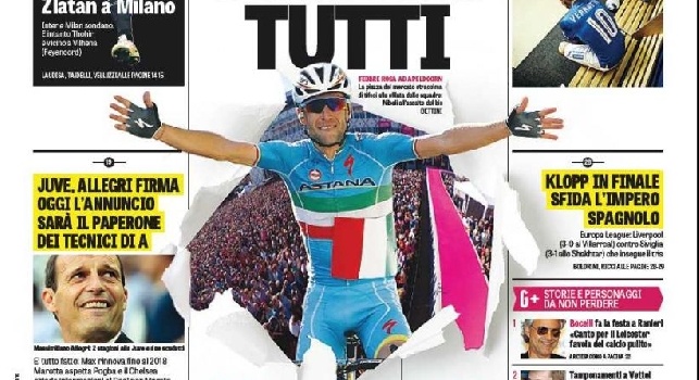 FOTO - La prima pagina della Gazzetta: <i>Euroguai</i> Italia, a rischio anche Verratti. E risale De Rossi, Conte è senza certezze