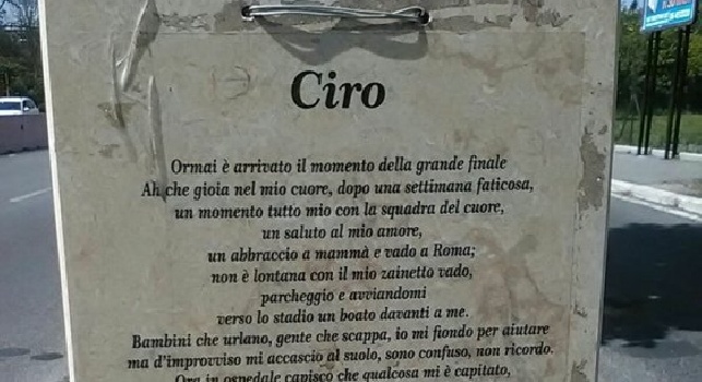Lapide Ciro Esposito, parla il tifoso che l'ha ripulita: Tifo Verona e sono nato a Roma, ma l'ho fatto per rispetto ed onore