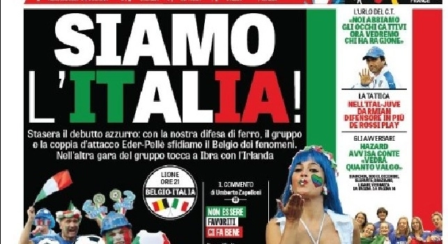 FOTO - La prima pagina de 'La Gazzetta dello Sport': Siamo l'Italia