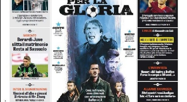 FOTO - Gazzetta dello Sport in prima pagina: Bastardi per la gloria