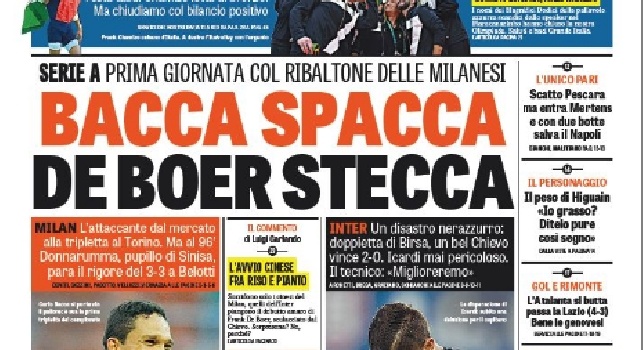 FOTO - Gazzetta dello Sport in prima pagina: Entra Mertens e con due botte salva il Napoli