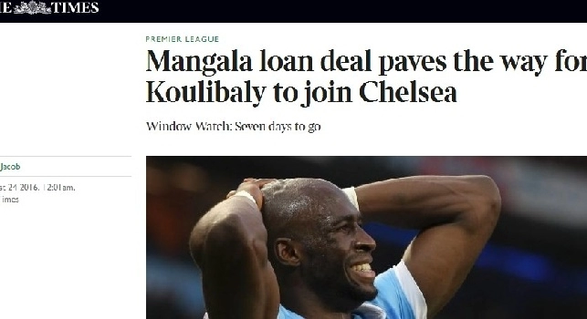 ANTEPRIMA - The Times annuncia: Il City ha accettato il prestito di Mangala al Napoli! Koulibaly verso il Chelsea?