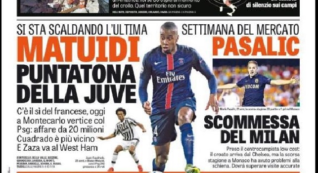 FOTO - La prima pagina de 'La Gazzetta dello Sport': Napoli vira su Kalinic, c'è Gabbiadini per i viola