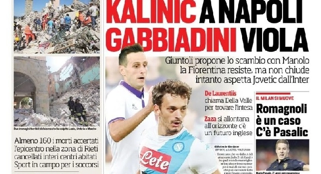FOTO - CdS, la prima pagina: Si profila un intreccio che fa discutere: Kalinic a Napoli, Gabbiadini viola