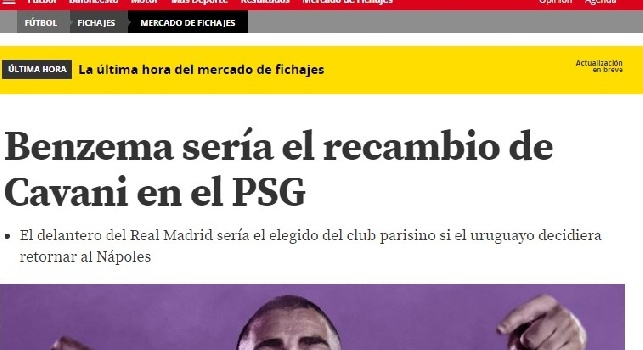 FOTO - Mundo Deportivo rilancia: Benzema sarebbe il sostituto di Cavani al Psg