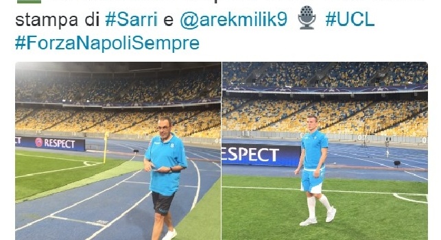 FOTO - L'arrivo allo Stadio Olimpico di Kiev di Sarri e Milik: ecco gli scatti, conferenza stampa in corso
