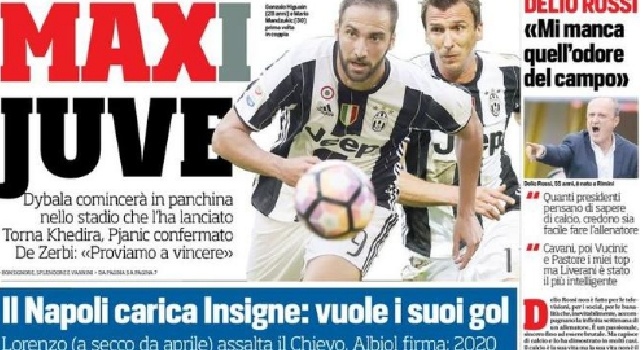FOTO - Corriere dello Sport in prima pagina: Il Napoli carica Insigne, vuole i suoi gol