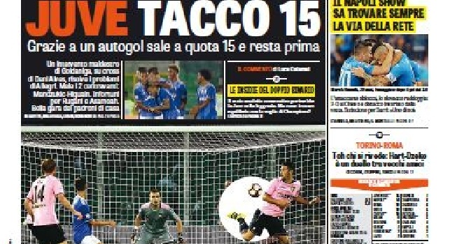 FOTO - Prima pagina Gazzetta: Napoli show! Trova sempre la via della rete. Juve opaca, ma arrivano i tre punti