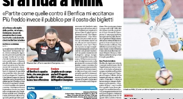 FOTO - Tuttosport titola: L'arrapato Sarri si affida a Milik