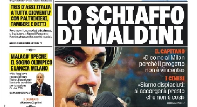 FOTO - Prima pagina Gazzetta dello Sport: Reina para la iella: Napoli da scudetto anche senza Milik