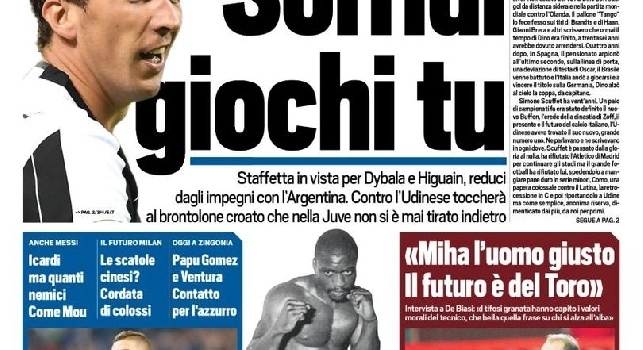 FOTO - La prima pagina di TuttoSport: Mandzukic sorridi, giochi tu