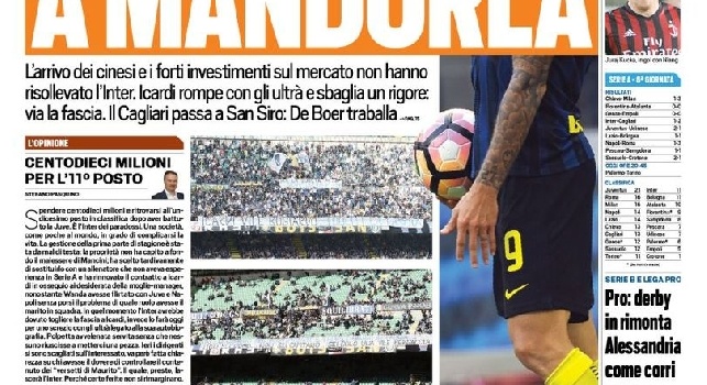 FOTO - La prima pagina di TuttoSport: Colpo Milan, ora &egrave; 2&deg;. La Juve nel mirino