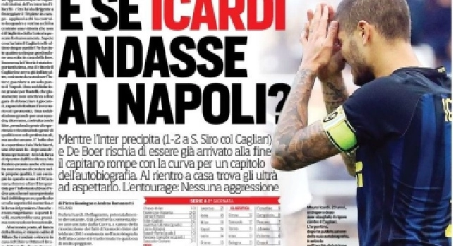 FOTO - Prima pagina Corriere dello Sport: E se Icardi andasse al Napoli?