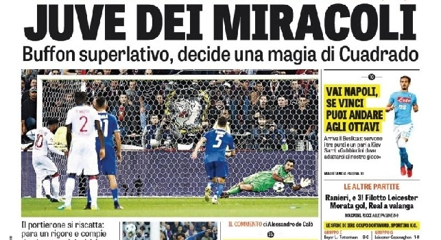 FOTO - Gazzetta in prima pagina: Vai Napoli, se vinci puoi andare agli ottavi! Servono tre punti con il Besiktas e...