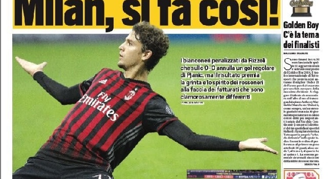 FOTO - Prima pagina Tuttosport: Milan, si fa così! Un prodigio di Locatelli stende la Juve