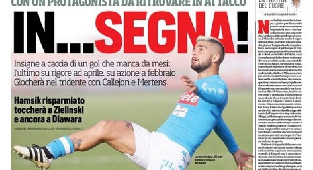 FOTO - Prima pagina CorrSport: In...Segna! Lorenzo a caccia di un gol che manca da mesi. Hamsik risparmiato