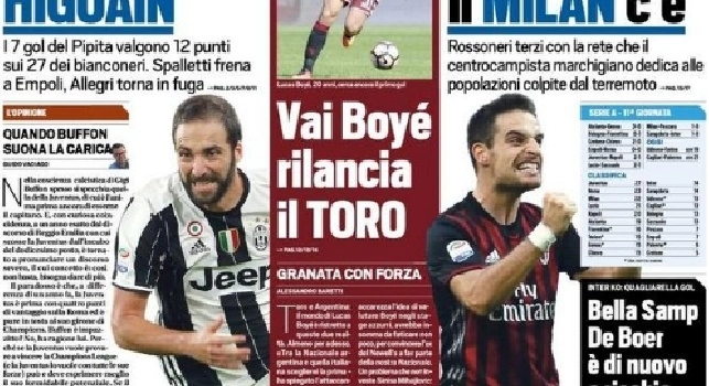 FOTO - Tuttosport in prima pagina: Guardate quanto pesa Higuain