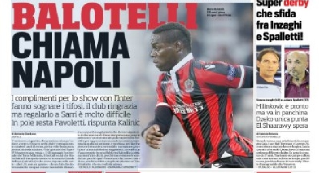 FOTO - Prima pagina CorrSport Campania: Balotelli chiama Napoli