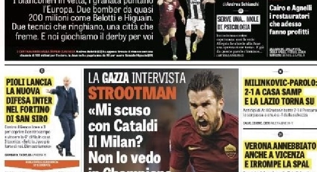 FOTO - Prima pagina Gazzetta: Il Napoli cerca l'euro-Mertens