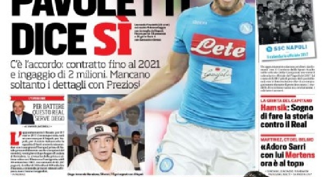 Prima pagina CorrSport Campania: Napoli, Pavoletti dice sì: contratto fino al 2021 e ingaggio di 2 milioni (FOTO)