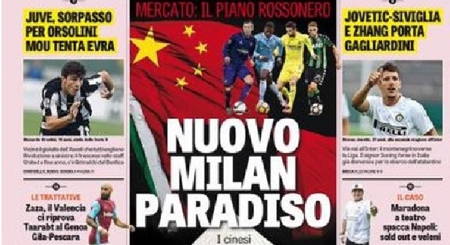 Gazzetta dello Sport in prima pagina: Juve, sorpasso per Orsolini. Zaza, il Valencia ci riprova (FOTO)