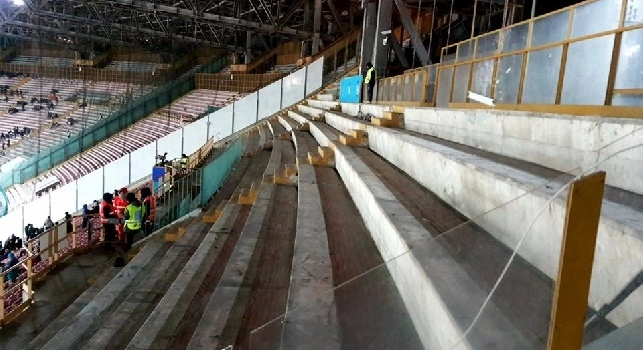 Lavori al San Paolo, ecco le condizioni della Tribuna Stampa [FOTO CN24]