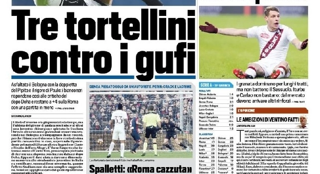 Prima pagina TuttoSport: Higuain-Dybala, tre tortellini contro i gufi (FOTO)