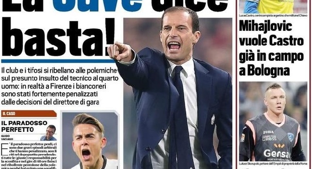 Prima pagina Tuttosport: Sudditanza? La Juve dice basta! (FOTO)