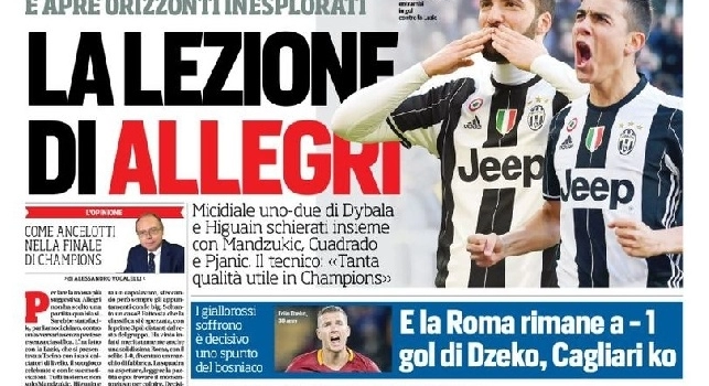 Prima pagina Corriere dello Sport: La lezione di Allegri (FOTO)