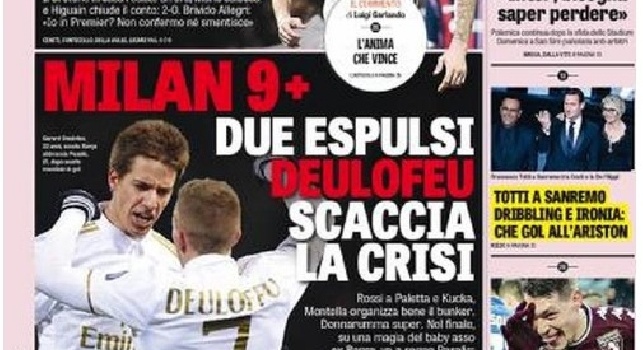 La prima pagina de La Gazzetta dello Sport: Il Napoli ha ritrovato le torri per sbarcare al Bernabeu