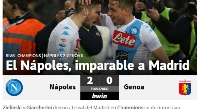 Occhi puntati sul Napoli dalla Spagna, <i>As</i> titola: A Madrid un Napoli inarrestabile (FOTO)