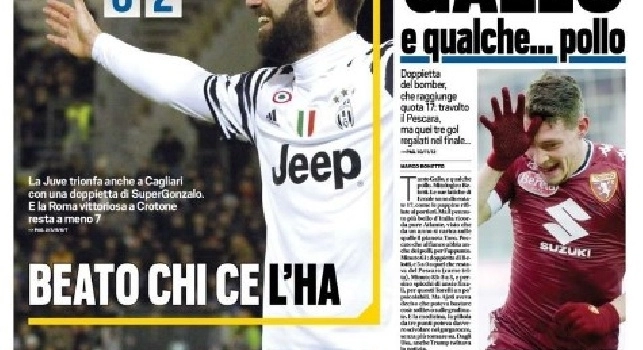 La prima pagina di Tuttosport: Juguain, beato chi ce l'ha (FOTO)