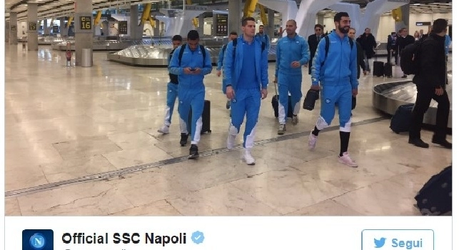 La SSC Napoli annuncia su Twitter: Arrivati a Madrid! [FOTO]