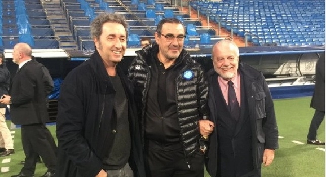 De Laurentiis con Sorrentino e Sarri: A Madrid in buona compagnia (FOTO)