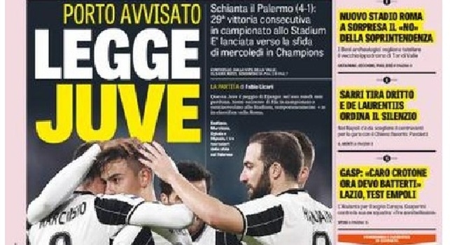 La prima pagina de La Gazzetta dello Sport: Sarri tira dritto e De Laurentiis ordina il silenzio (FOTO)