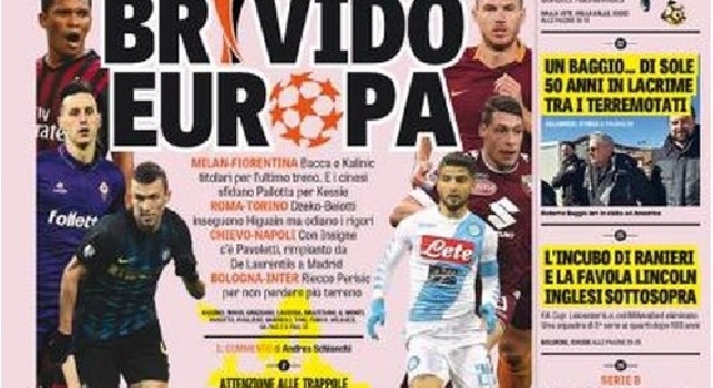 La prima pagina de La Gazzetta dello Sport: Con Insigne ci sarà Pavoletti, rimpianto da ADL a Madrid