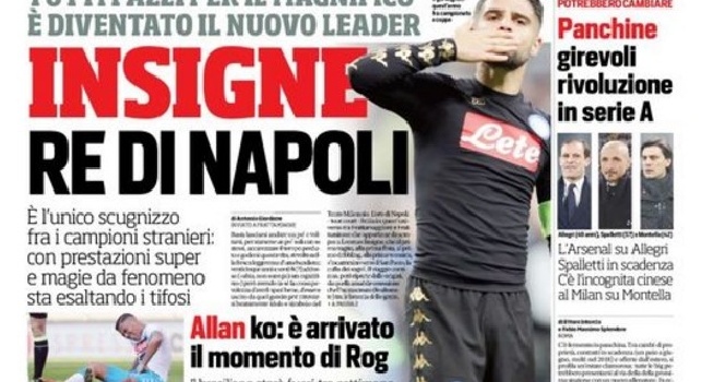 Corriere dello Sport in prima pagina: Insigne re di Napoli, è diventato il nuovo leader