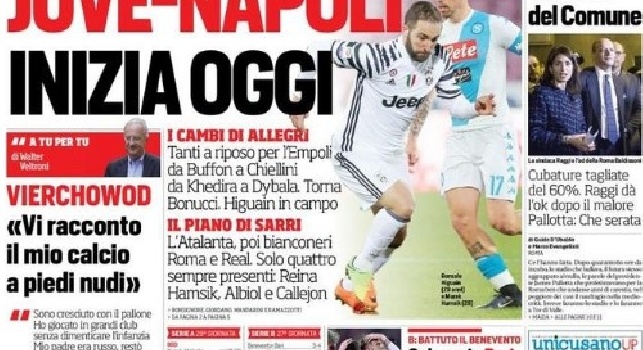 Corriere dello Sport in prima pagina: Juve-Napoli inizia oggi. Per Sarri solo 4 sempre presenti! (FOTO)