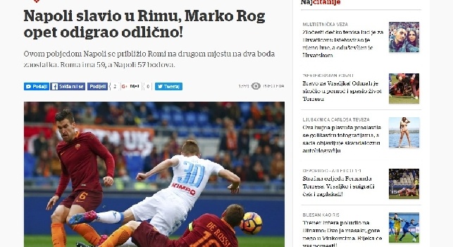 Rog brilla anche per i quotidiani croati: Il Napoli vince, Marko gioca alla grande [FOTO]
