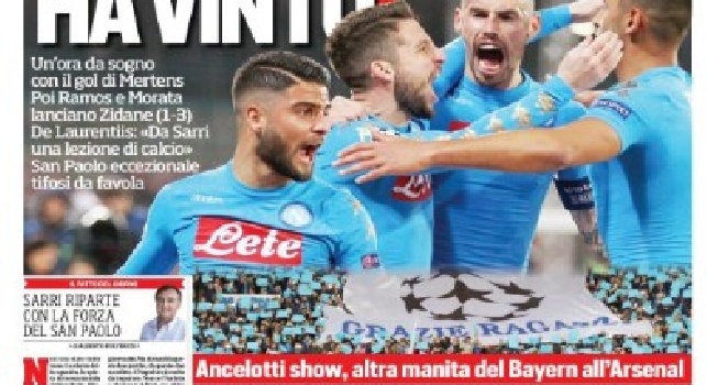 Prima pagina CorrSpor Campania: Azzurri eliminati dal Real Madrid, ma Napoli ha vinto! [FOTO]
