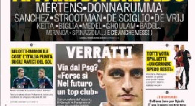 La prima pagina della Gazzetta dello Sport titola: Affari da brivido: Mertens, Ghoulam, Donnarumma, Strootman... [FOTO]