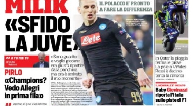 Prima pagina CorSport Campania: Milik: sfido la Juve! Sono pronto e voglio giocare [FOTO]
