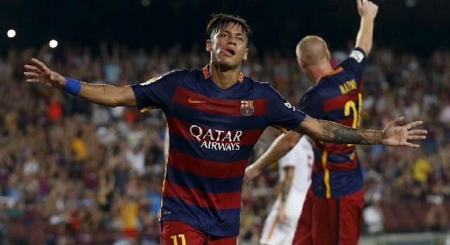 Neymar esulta per un gol del Barcellona