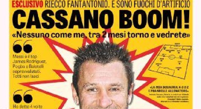 Prima pagina Gazzetta dello Sport: Schick, è una super asta, Inter in pole. Cassano boom! [FOTO]