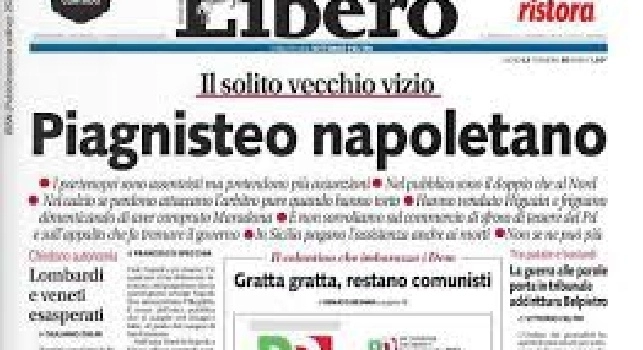Piagnisteo napoletano, il titolo della discordia: arriva la querela per Libero!