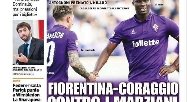 Prima pagina La Nazione: Fiorentina coraggio contro i marziani [FOTO]