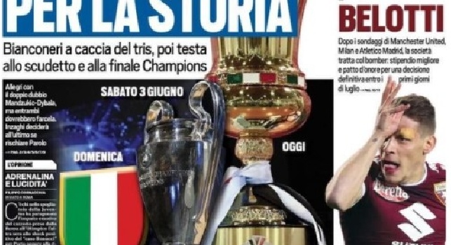 Tuttosport in prima pagina: Bianconeri a caccia del tris, poi testa a scudetto e finale Champions [FOTO]
